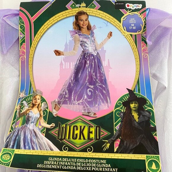 NBCUniversal Girls' Wicked Glinda Upland "For Good" Deluxe Costume Dress S/M/Lg - Picture 13 of 16